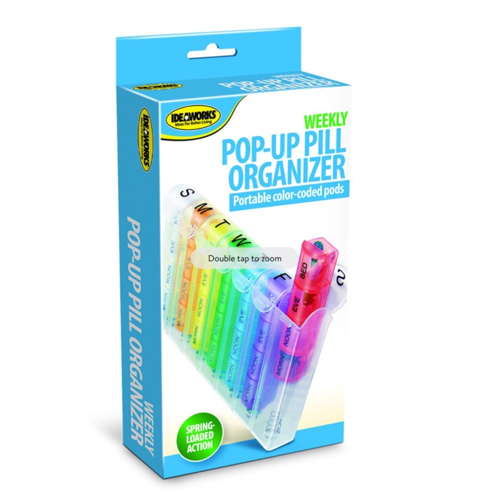 IDEAWORKS 7 Slip Out Color Coded Pods Daily Weekly Pop-Up Pill Organizer